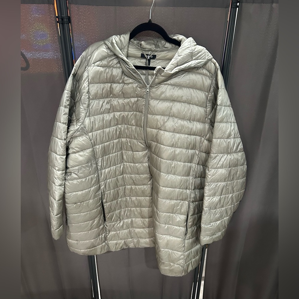 Light Gray Quilted Hooded Jacket - image 1